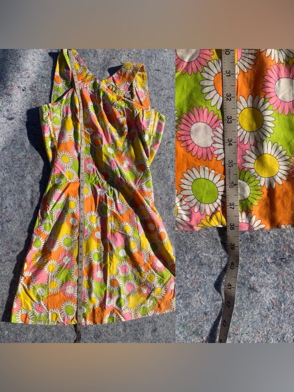 Insanely good vintage 60s 70s mod neon bright floral cotton casual party dress - Picture 6 of 16